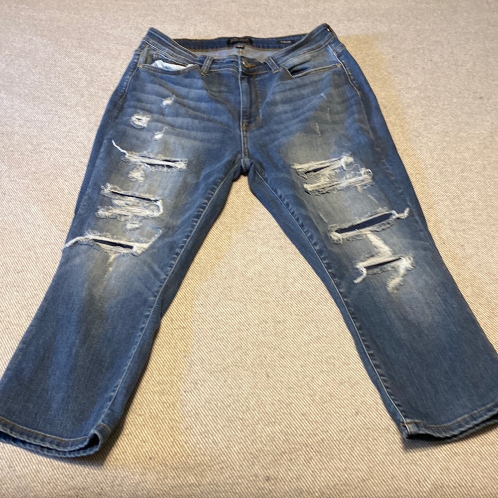 Judy Blues Capris 16 W Distressed but with denim underneath. Never worn